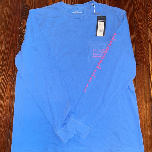 Vineyard Vines LS pocket T-Shirt Regatta Blue/Pink - Picture 3 of 5